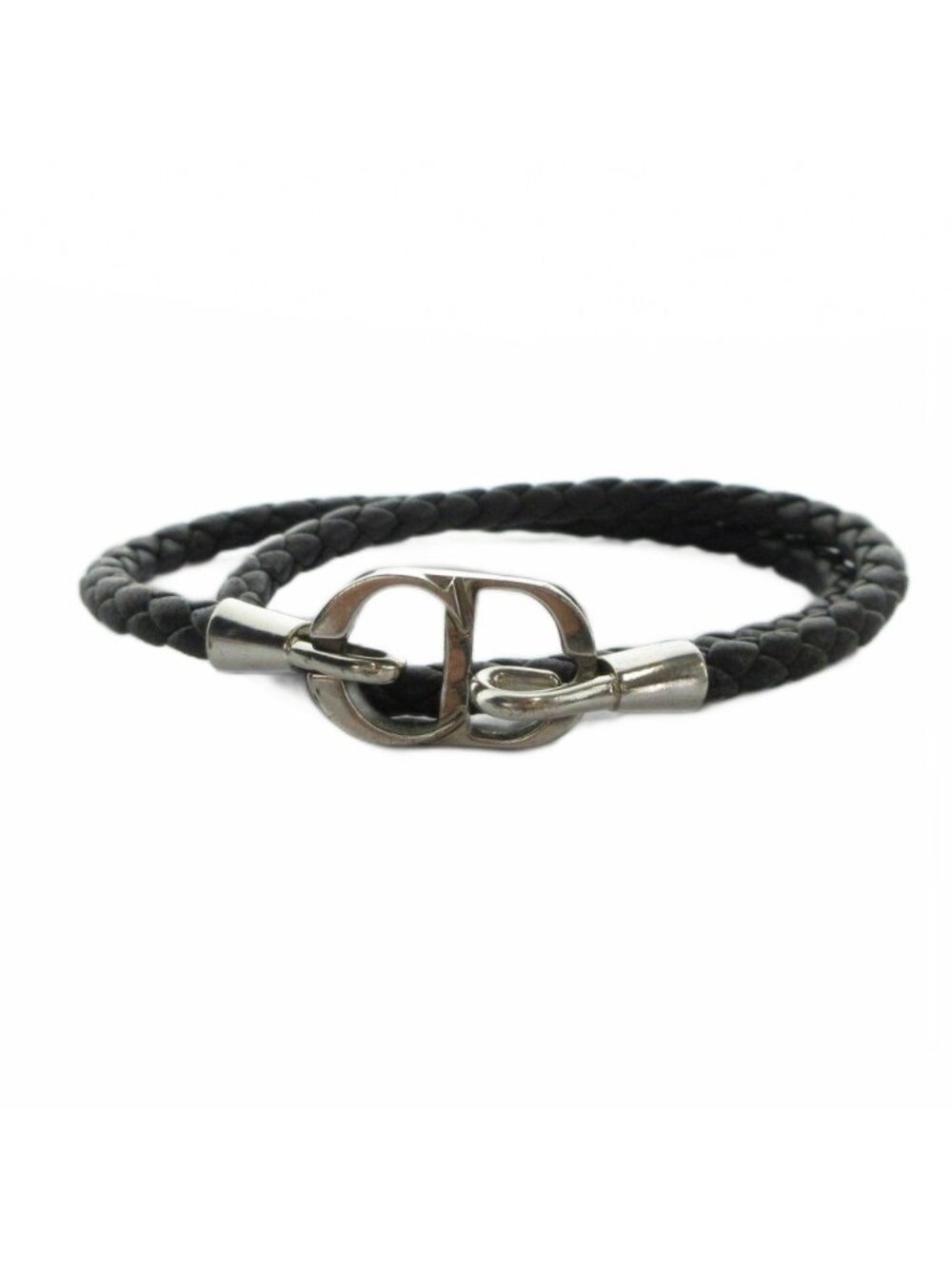 Dior CD Icon Braid Leather Double Bracelet Bangle Black - Picture 2 of 4